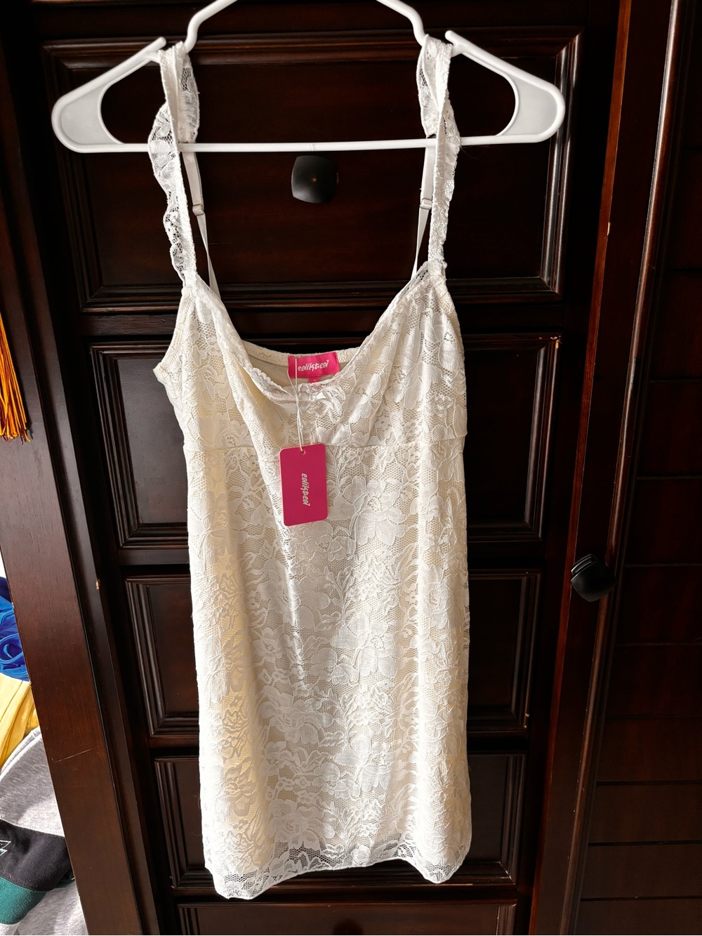 Edikted White Floral Lace Chemise Slip